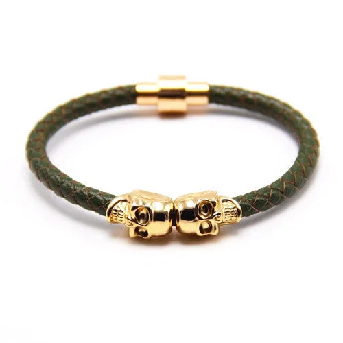 Classy Men Skull Bracelet Green