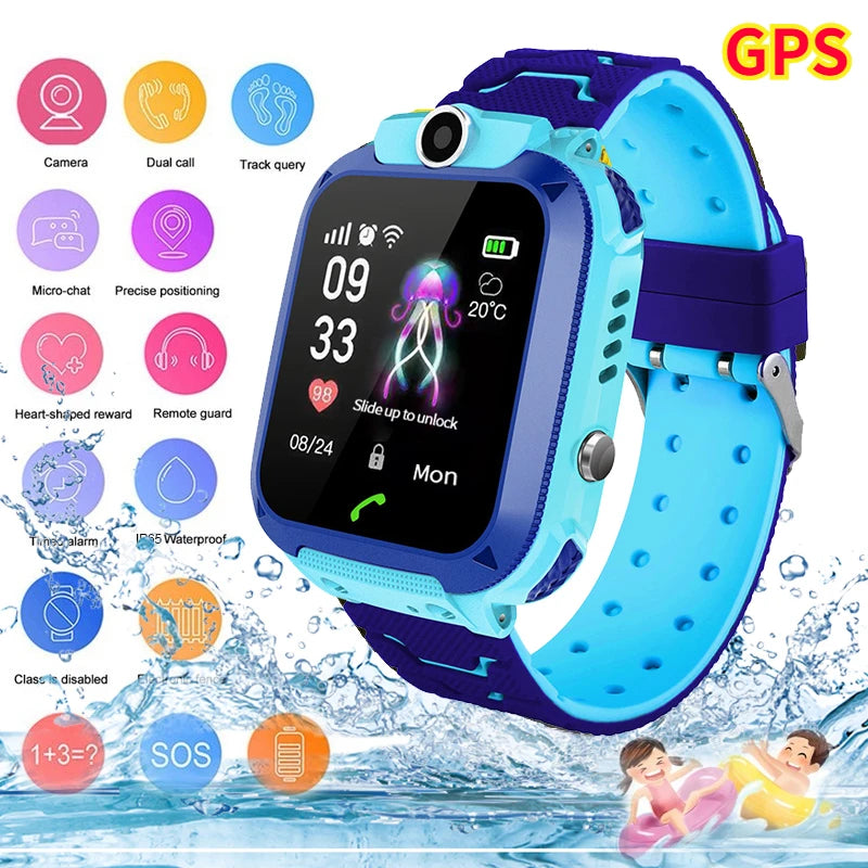 Children SIM Card Anti-lost Smartwatch Boys and Girls Smart Watch Waterproof Positioning GPS Tracker Clock Phone Call for Kids