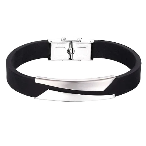 Classy Men Silver Geometric Band Bracelet