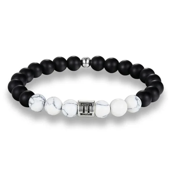 Classy Men Gemini White Beaded Zodiac Bracelet