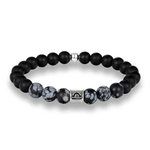 Classy Men Libra Black Beaded Zodiac Bracelet