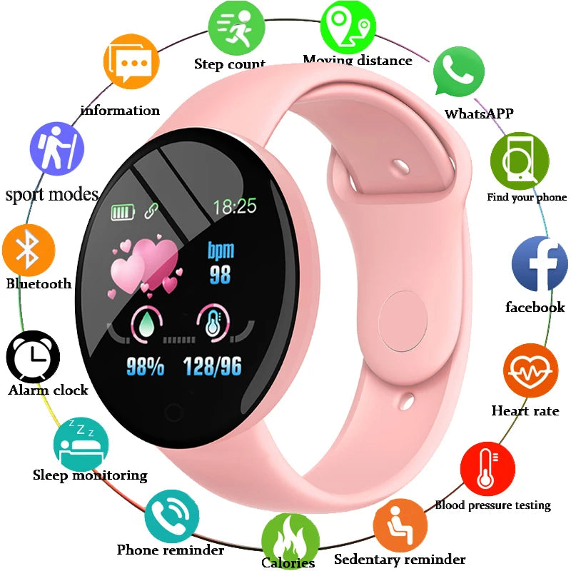 D18 Pro Smart Watch Men Women Bluetooth Fitness Tracker Bracelet Sport Heart Rate Blood Pressure Kids Smartwatch for IOS Android