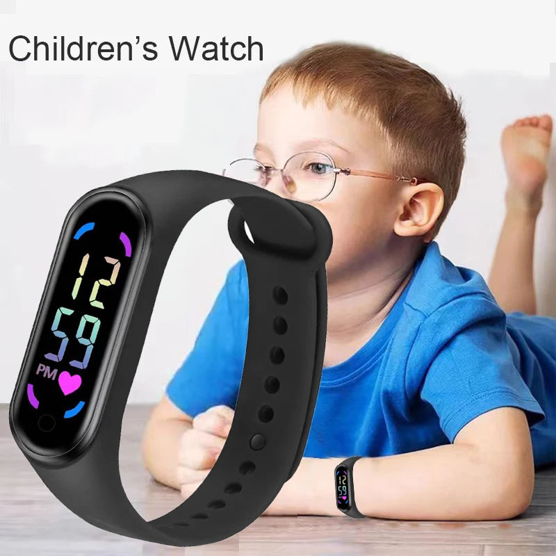 Muti-color Children's Smart Watch LED Digital Wrist Watch for Boy Girl Waterproof Touch Kids Watch Baby Student Sport Bracelet