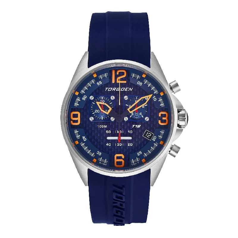 T18 Blue Silver Case | 45mm, Blue Silicone Strap