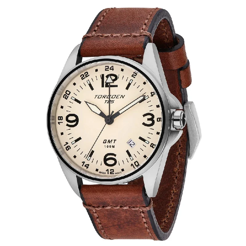 T25 Cream | 41mm, Vintage Leather Strap