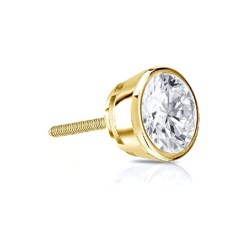 Auriya 1/3ctw Round SINGLE STUD (1) Diamond Earring 14k Gold Bezel-set