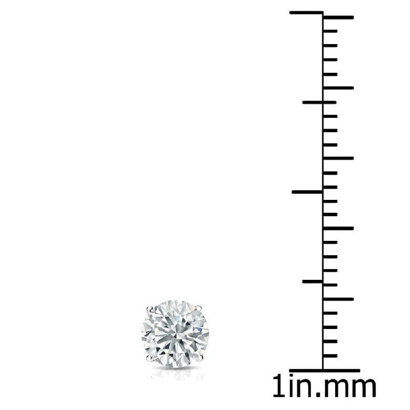 Auriya 3ct TW Round Moissanite Stud Earrings 14k Gold - 7.4 mm, Screw-Backs