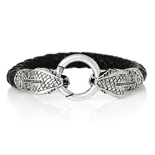 Black Snake Style Fashion Bracelet with Snake Clasp 22cm X1.5cm(8 5/8 X 5/8)