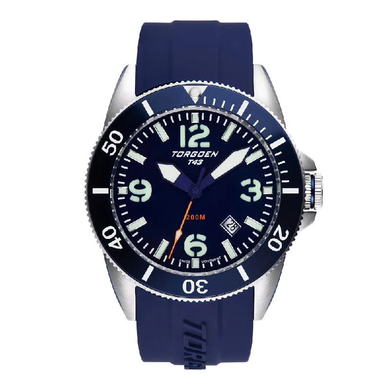 T43 Navy Diver Sapphire | 44mm, Navy Silicone Strap