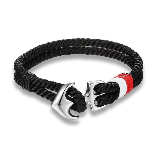 Classy Men Red & White Anchor Bracelet