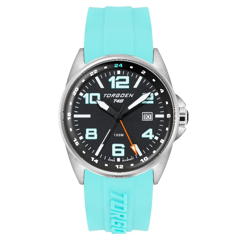 T48 GMT Cyan | 44mm, Cyan Silicone Strap