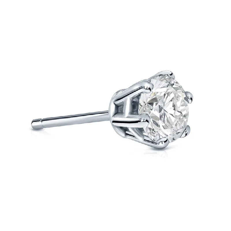 Auriya 14k Gold 3/4ct TDW Round 6-Prong SINGLE STUD (1) Diamond Earring