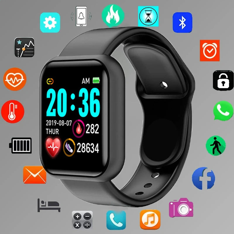 Multifunctional Smart Watch Men Women Bluetooth Connected Phone Music Fitness Sports Bracelet Sleep Monitor Y68 Smartwatch D20