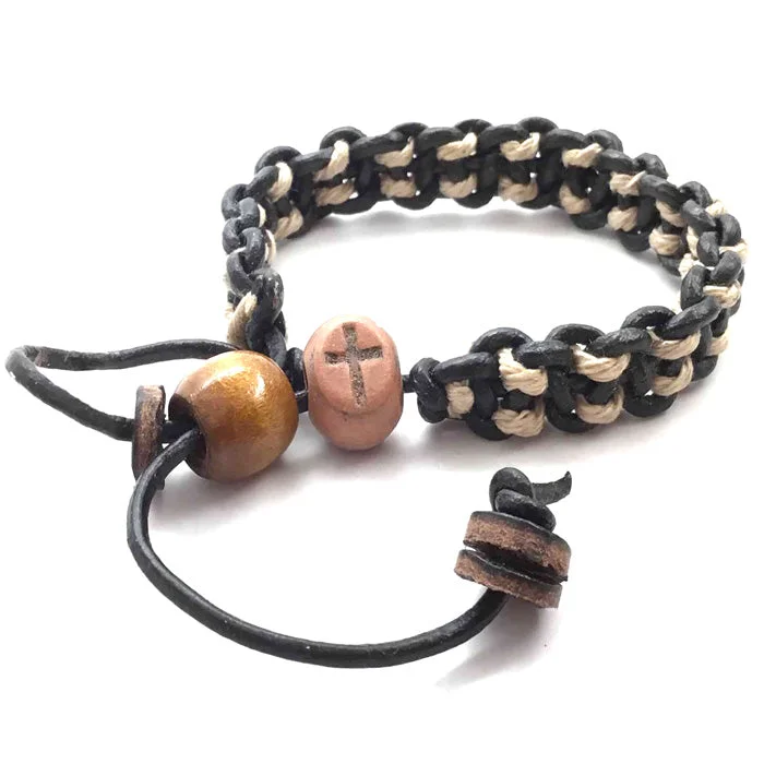 Adjustable Cross Bead Bracelet