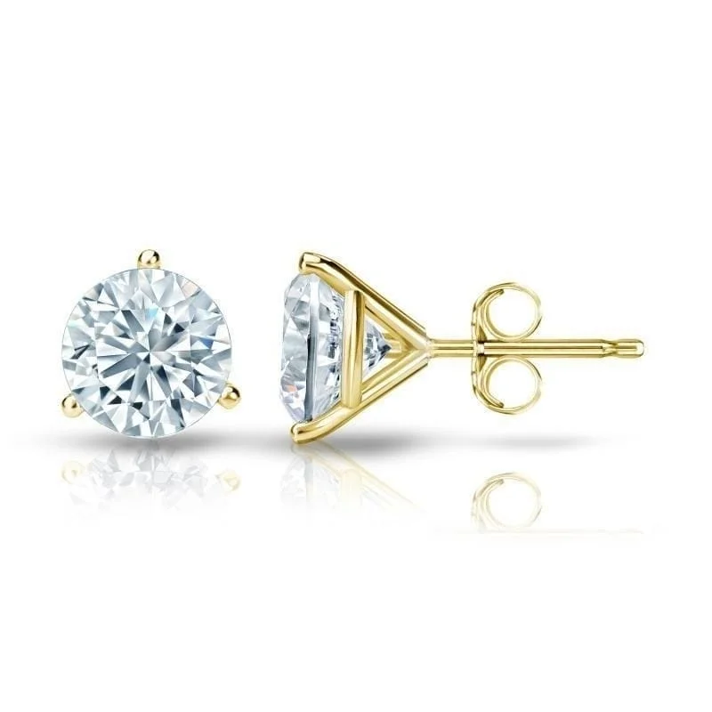 Auriya 2 1/4ctw 3 Prong Martini Set Round Diamond Stud Earrings 18kt Gold Certified