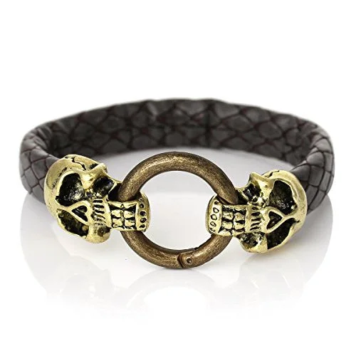 Dark Grey skull Snake Style Fashion Bracelet with Snake Clasp 22cm X1.5cm(8 5/8 X 5/8)