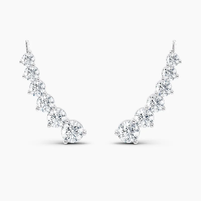 Auriya 3ctw Round Lab Grown Diamond Climber Earrings 14-karat Gold (E-F, VS1-VS2)