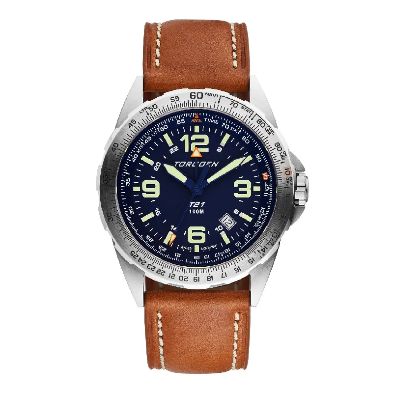 T21 Blue Sapphire | 44mm, Vintage Leather Strap