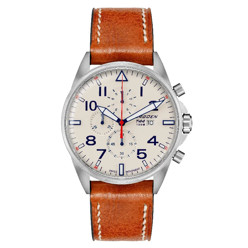 T44 Cream Sandpiper | 44mm, Leather Strap