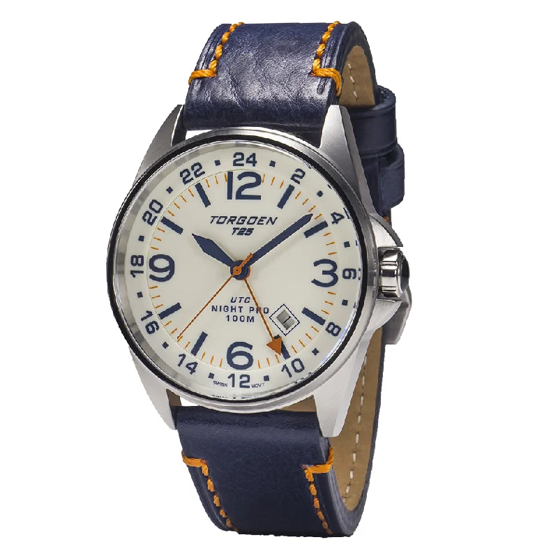 T25 Night Pro | 44 mm, Blue Leather Strap