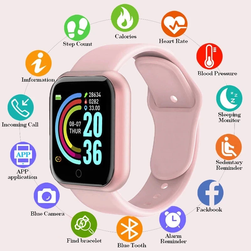 Kids Smart Watch Y68 Children Smartwatch for Girls Boys Smart Clock Waterproof Fitness Tracker Men Women watch For Apple