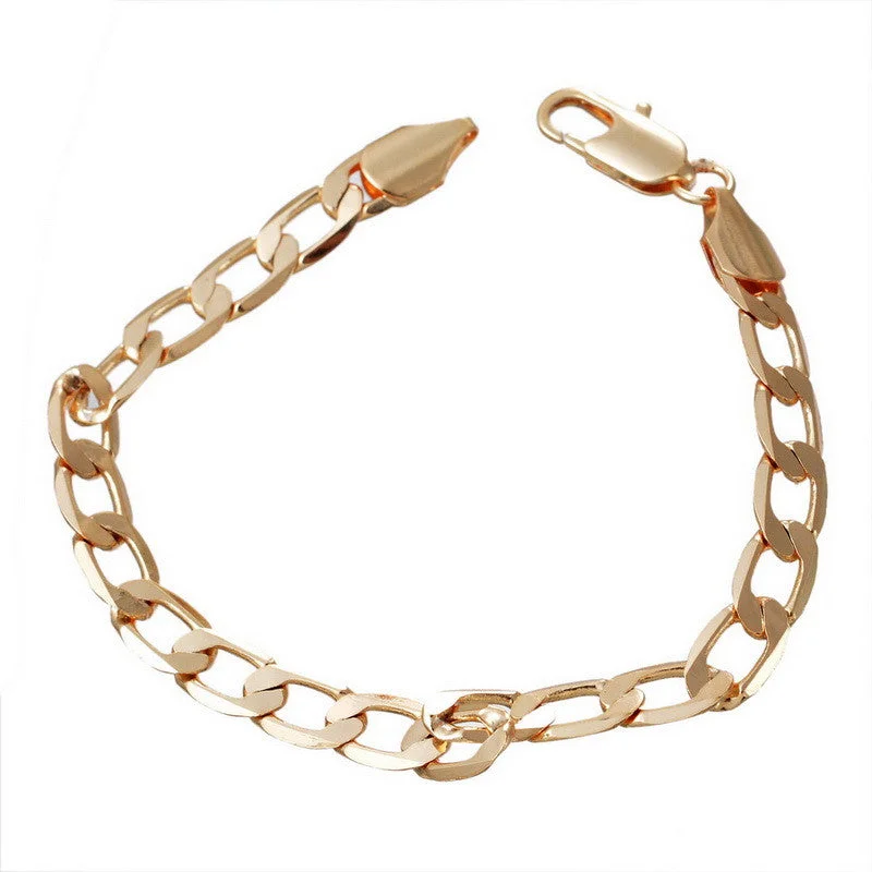 Brass Bracelets Link Curb Chain Gold Tone Plated  With Lobster Claw Clasp