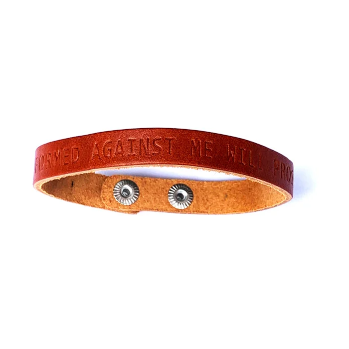 Isaiah 54:17 No Weapon Formed Against Me Small Leather Bracelet