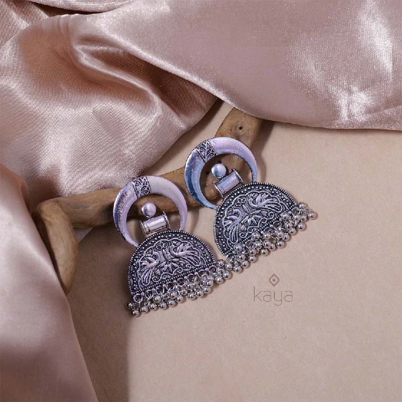 Silver Oxidised Jhumka  Earrings- PT100824