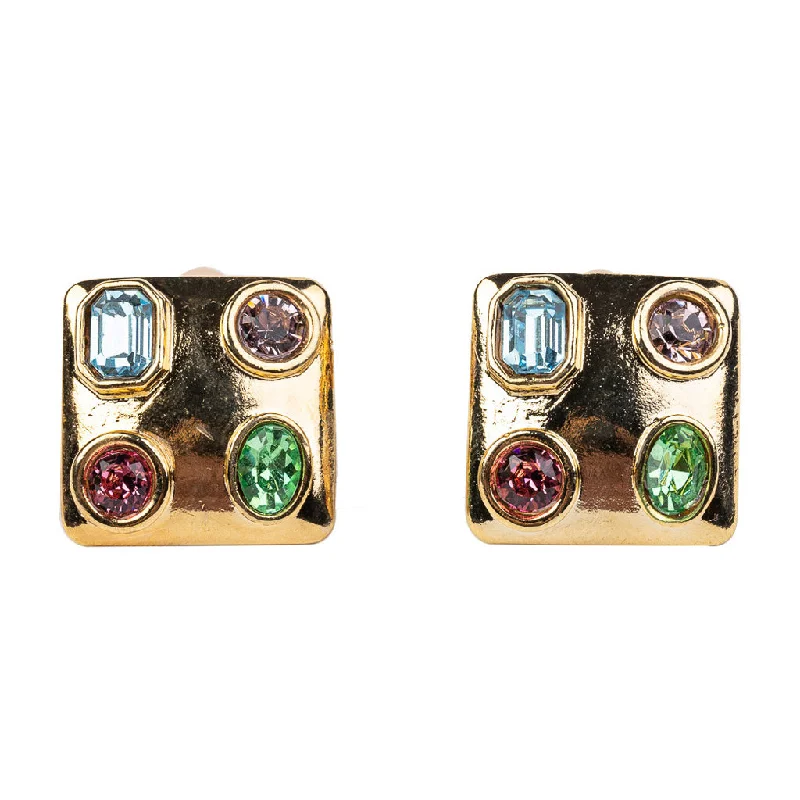 Pastel Multicolored Square Clip-On Earrings