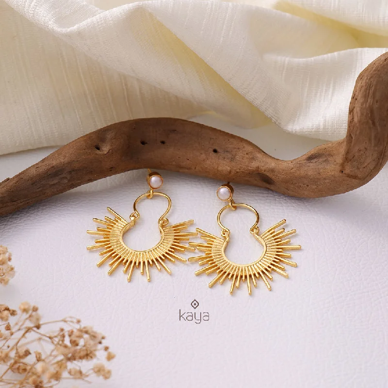 Sun Rays Gold Plated Open Hoops Earrings - AS100856