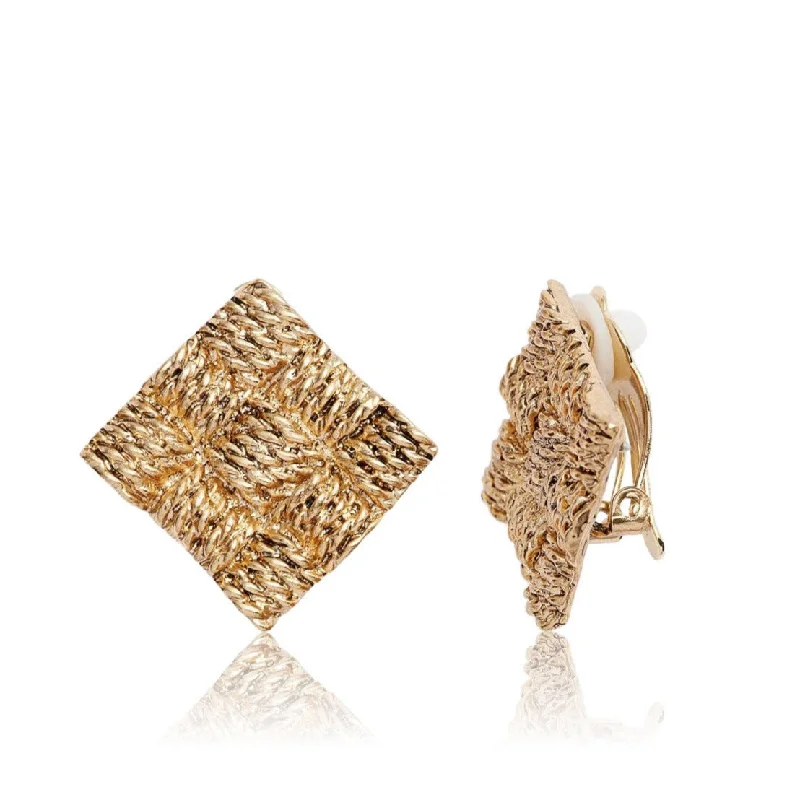 Basketweave Clip Earrings