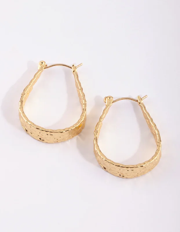 Gold Plated Molten Hoop Earrings