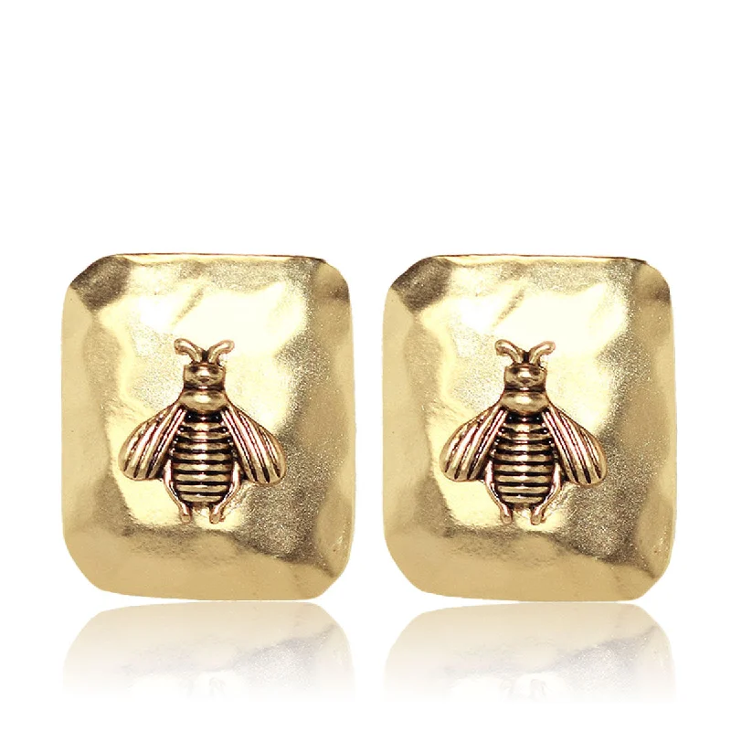 Bee Square Clip Earrings