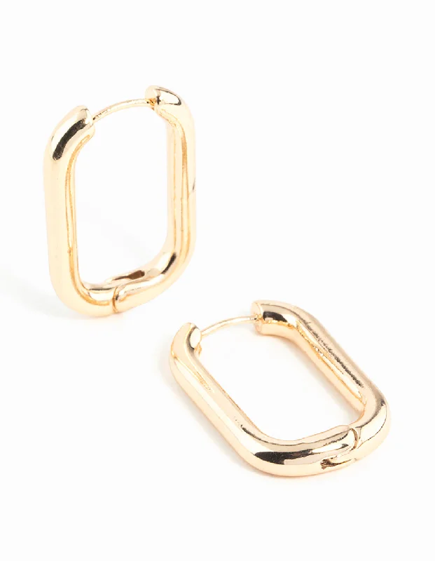 Gold Square Huggie Earrings