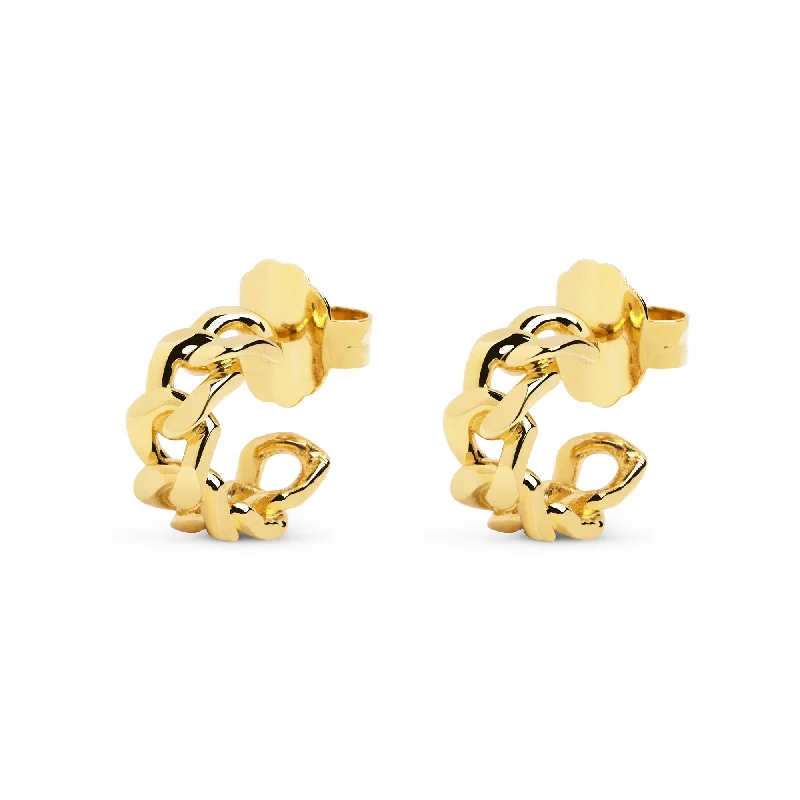 Chunky Link Gold Hoop Earrings