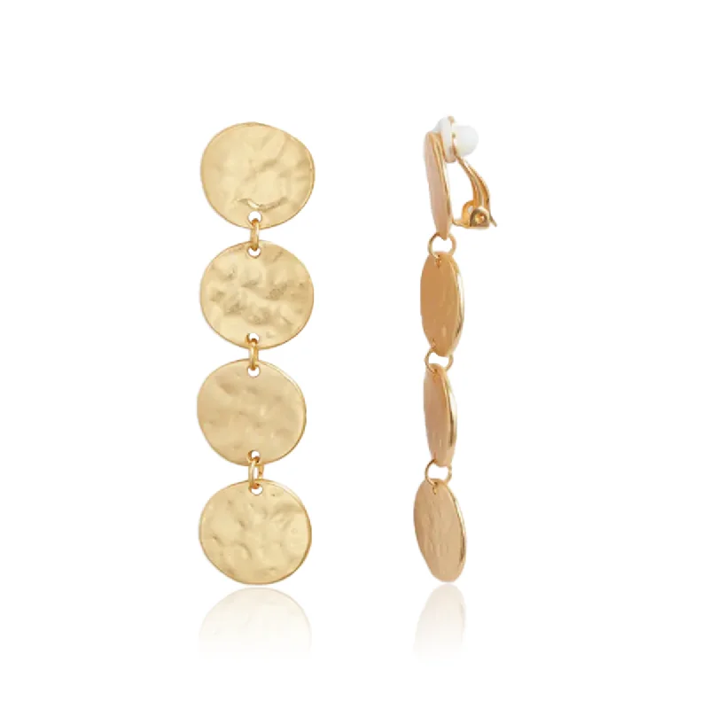 Coins Drop Clip Earrings