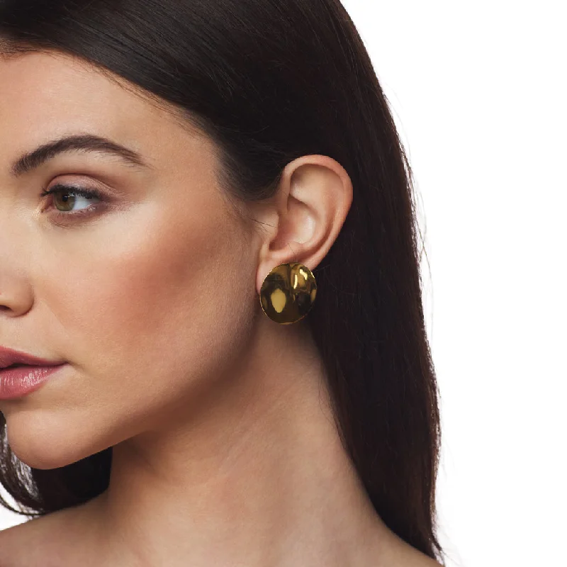 Gold Dapped Button Clip Earrings