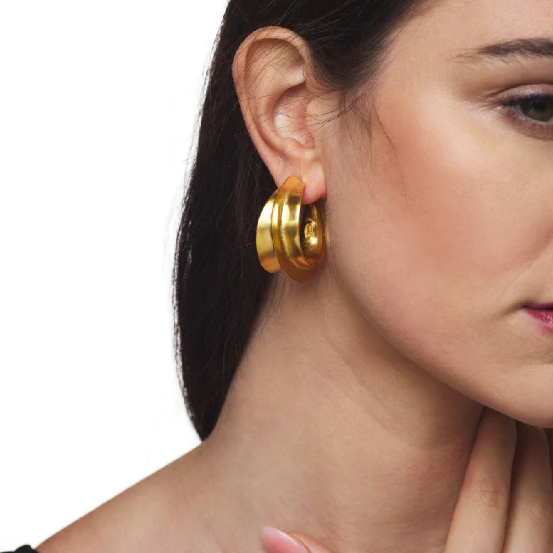 Gold Sculpted Hoop Clip Earring