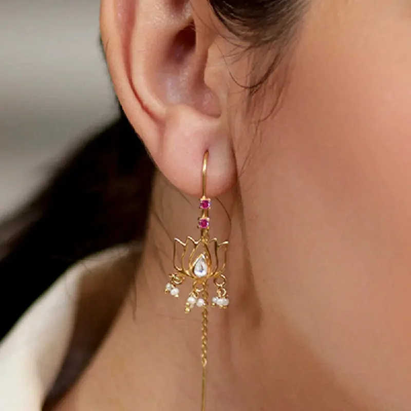 Silver Lotus Sui Dhaga Earring