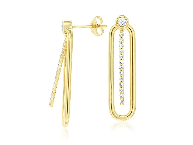 Diamond Accented Paperclip Design Earrings