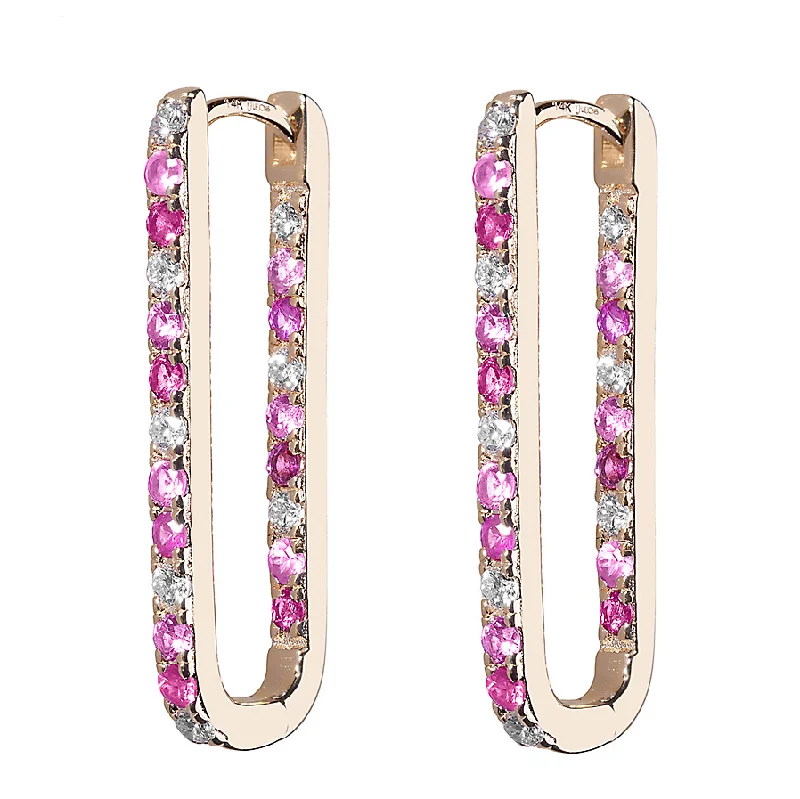 Diamond + Ombré Sapphire Inside Out Paperclip Hoop Earring