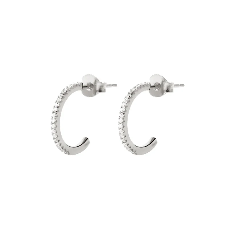 Diamonds L Silver Hoop Earrings