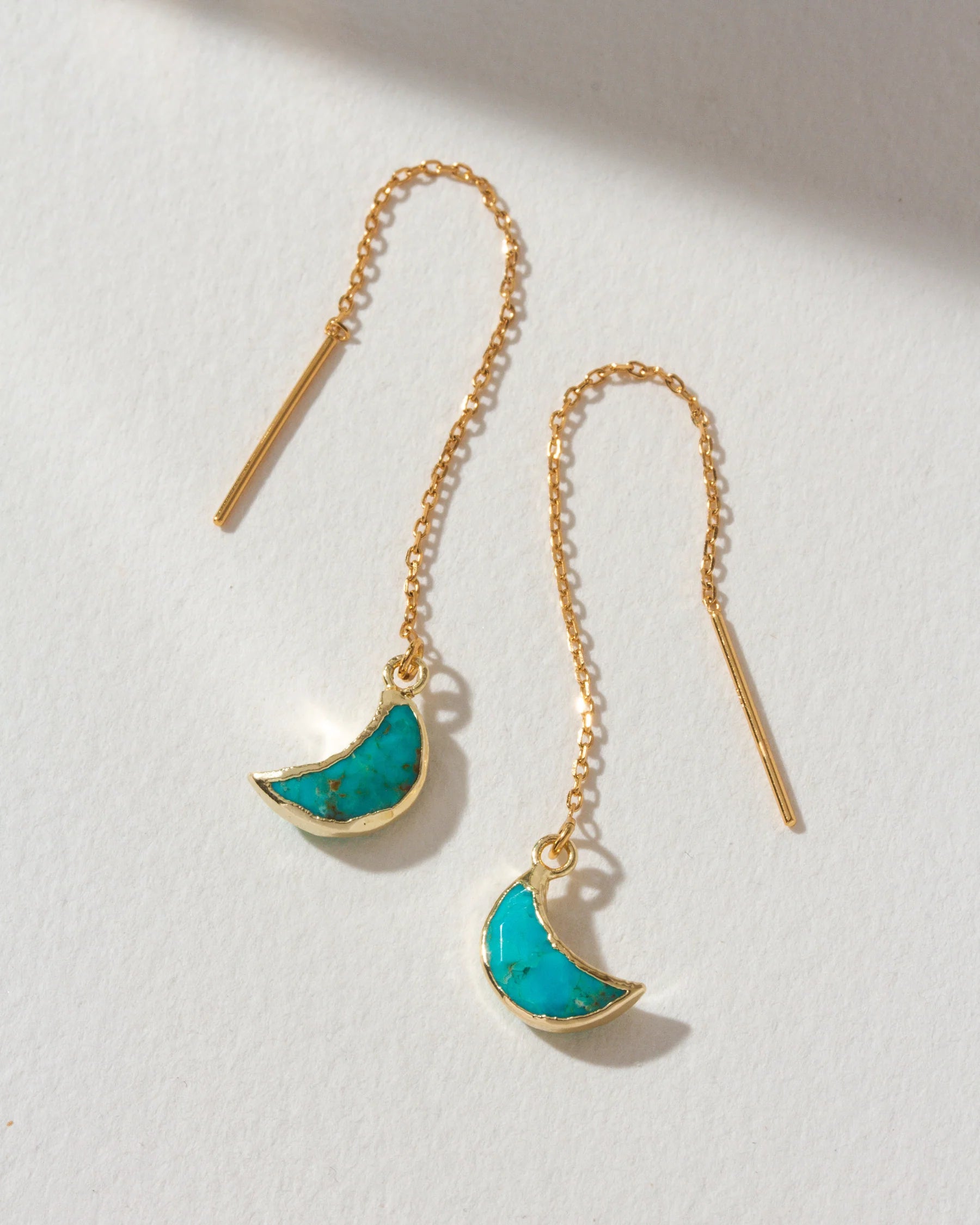 Eclipse Threader Earrings Gold in Turquoise