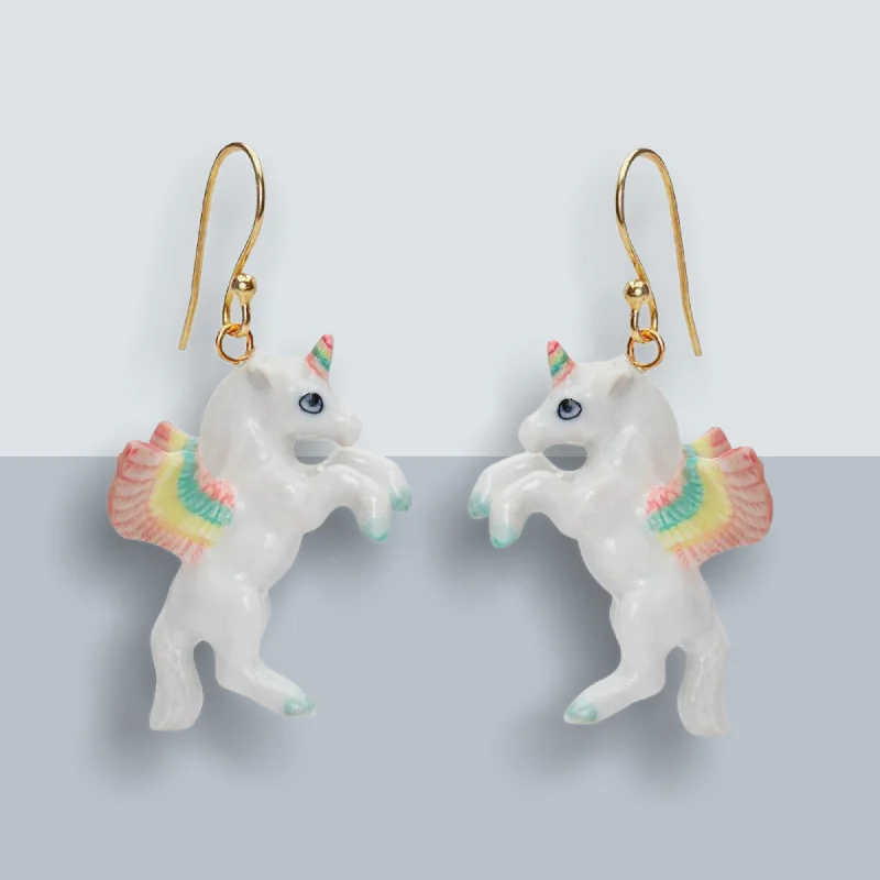 Flying Unicorn Pastel Rainbow earrings by AndMary