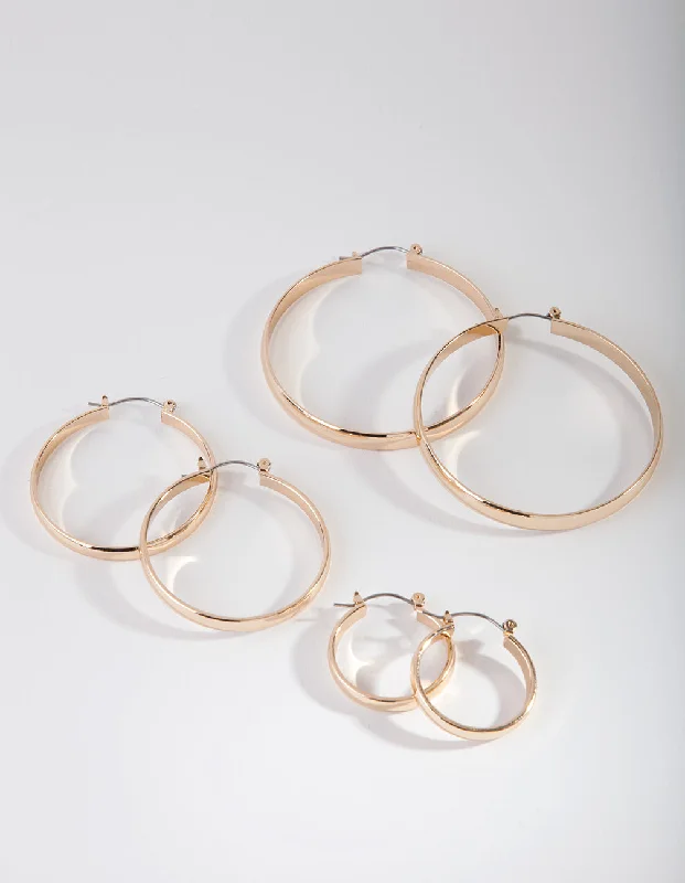 Gold Size Hoop Earring Pack