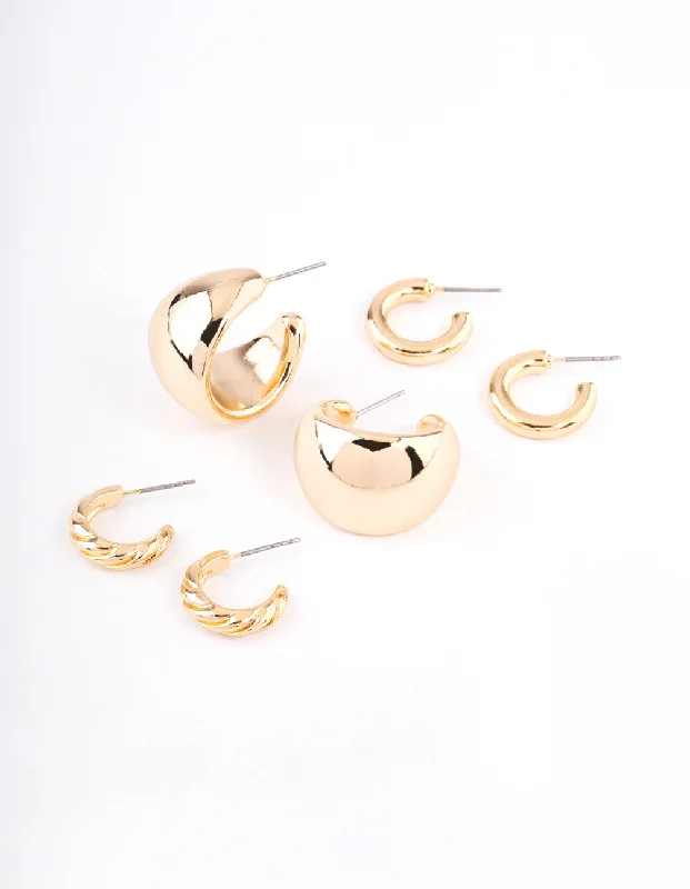 Gold Mixed Hoop Earring Pack