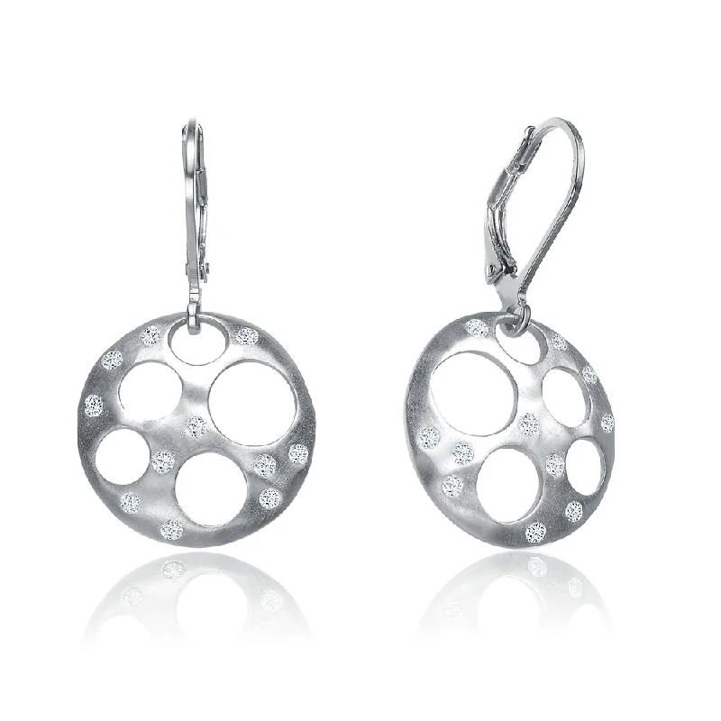 GENEVIVE Sterling Silver Cubic Zirconia Bubble Brushed Earrings