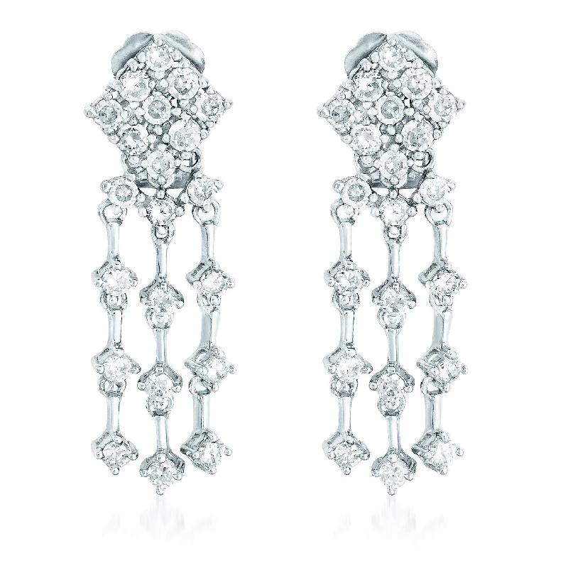 GENEVIVE Sterling Silver Cubic Zirconia Chandelier Earrings