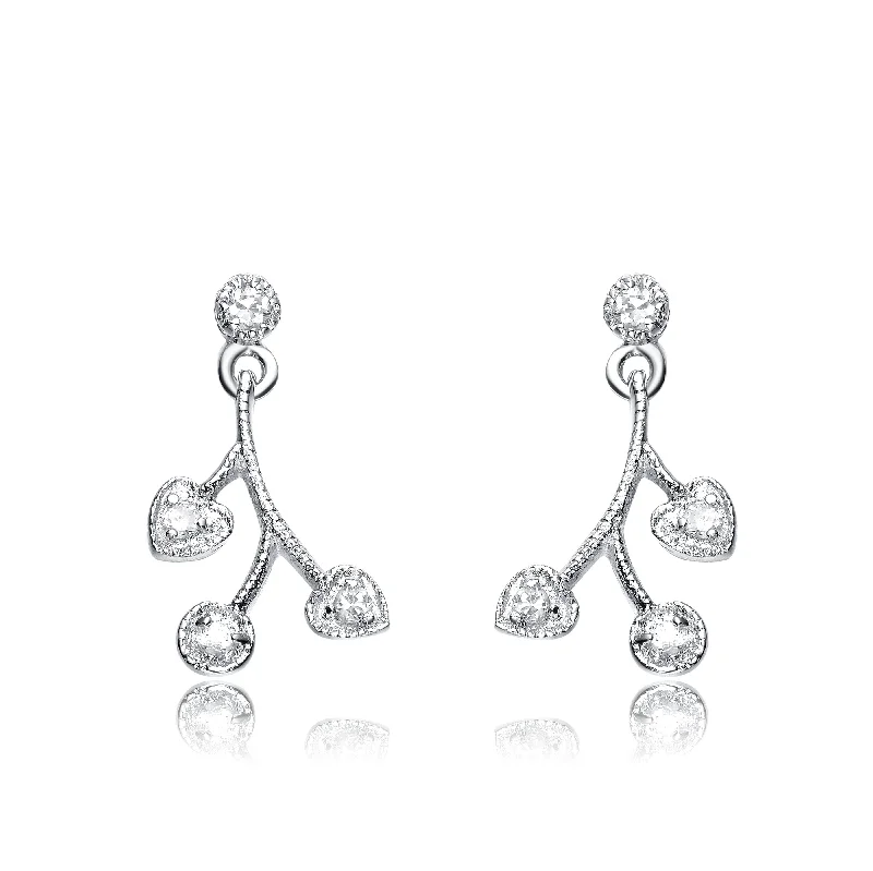 GENEVIVE Sterling Silver Cubic Zirconia Modern Stud  Earrings