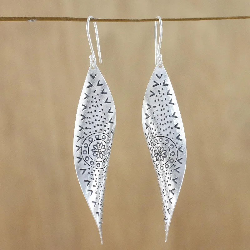 Gentle Breeze Handcrafted Karen Silver Dangle Earrings from Thailand